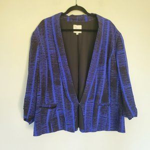 Sejour ruched sleeve blazer blue black size 18W